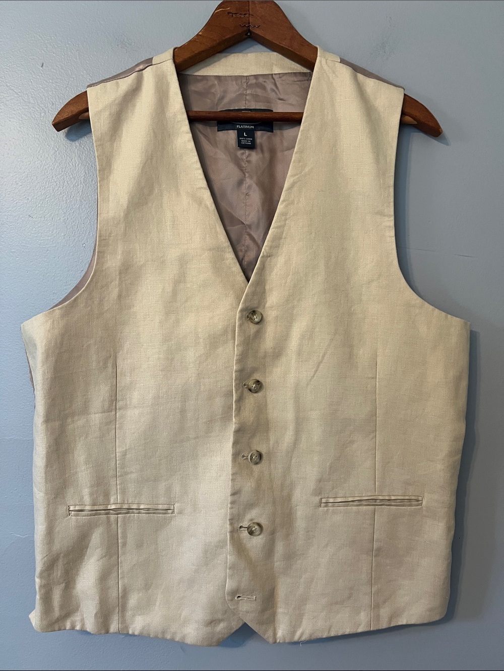 Stafford Men's Cream Linen Vest